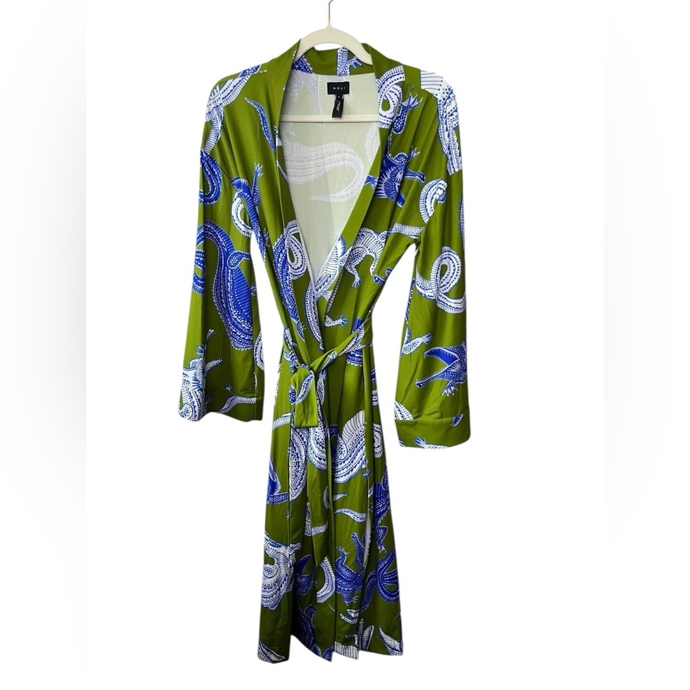 Anthropologie Noli Olive Dragon Patterned Robe, Size S - Picture 7 of 7